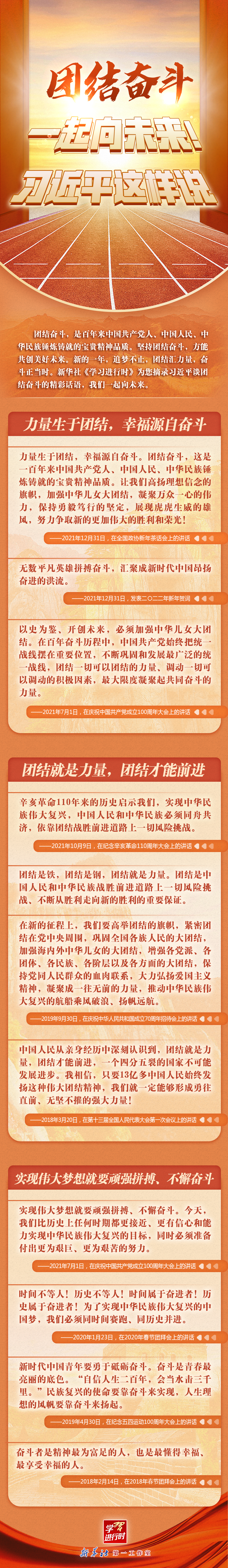 學(xué)習(xí)進行時丨團結(jié)奮斗，一起向未來！習(xí)近平這樣說